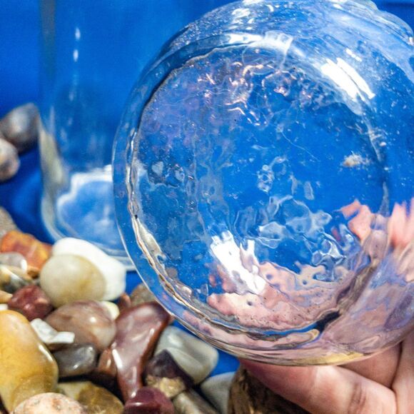 VTG Glass Bottle, Knob Stopper, & Snowman Full of Cool Rocks - Picture 7 of 10